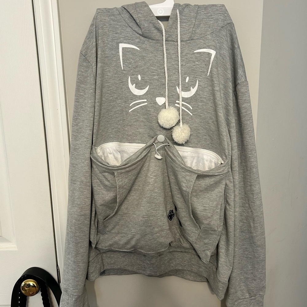 Gray Cat Carrier Hoodie